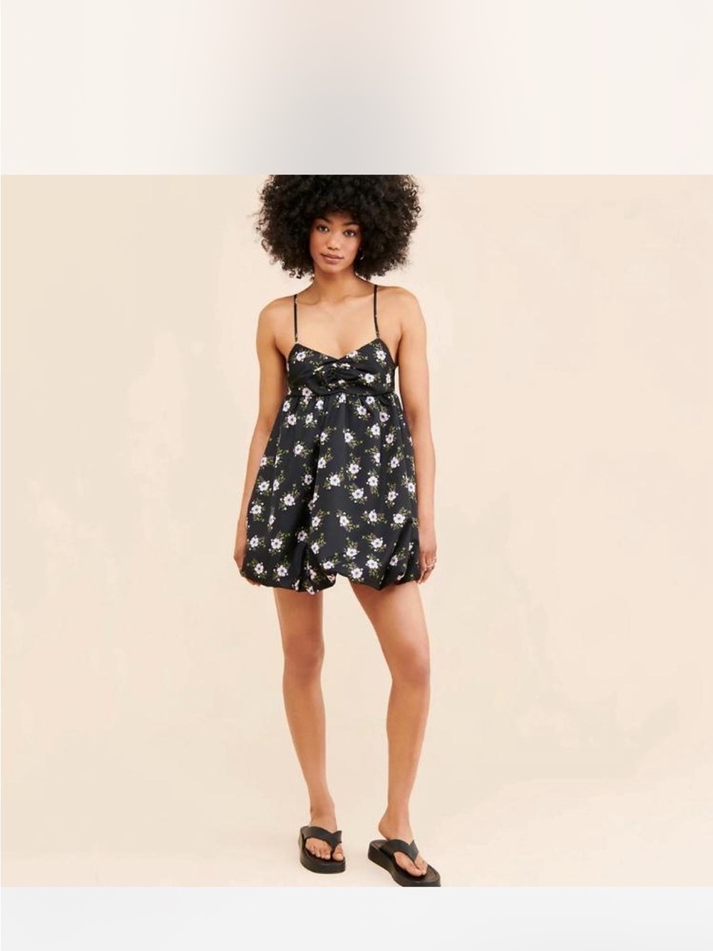Free People In A Bubble Mini Women's Dress Black Floral Print Size M